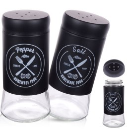 ZESTAW DO SOLI I PIEPRZU 2-ELE SOLNICZKA + PIEPRZNICZKA SZKLANA CZARNA VILDE 152334