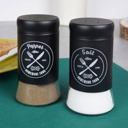 ZESTAW DO SOLI I PIEPRZU 2-ELE SOLNICZKA + PIEPRZNICZKA SZKLANA CZARNA VILDE 152334