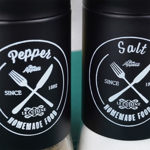 ZESTAW DO SOLI I PIEPRZU 2-ELE SOLNICZKA + PIEPRZNICZKA SZKLANA CZARNA VILDE 152334