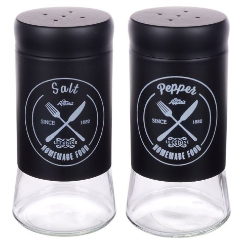 ZESTAW DO SOLI I PIEPRZU 2-ELE SOLNICZKA + PIEPRZNICZKA SZKLANA CZARNA VILDE 152334