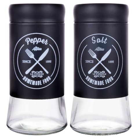 ZESTAW DO SOLI I PIEPRZU 2-ELE SOLNICZKA + PIEPRZNICZKA SZKLANA CZARNA VILDE 152334