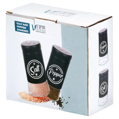 ZESTAW DO SOLI I PIEPRZU 2-ELE SOLNICZKA + PIEPRZNICZKA SZKLANA CZARNA VILDE 229129