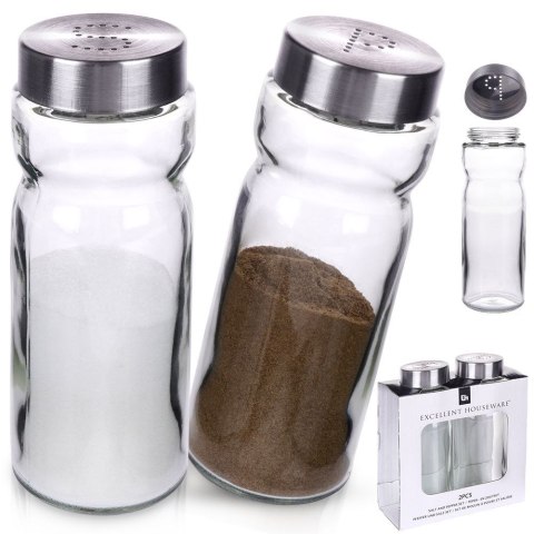 ZESTAW DO SOLI I PIEPRZU 2-ELE SOLNICZKA + PIEPRZNICZKA SZKLANA XXL DUŻE EH EXCELLENT HOUSEWARE 155108
