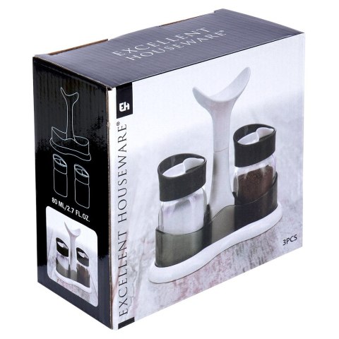 ZESTAW DO SOLI I PIEPRZU 3-ELE PRZYPRAWNIK SOLNICZKA + PIEPRZNICZKA ZE STOJAKIEM EH EXCELLENT HOUSEWARE 259393