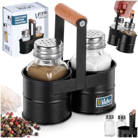 ZESTAW DO SOLI I PIEPRZU 3-ELE SOLNICZKA + PIEPRZNICZKA ZE STOJAKIEM VILDE 229153