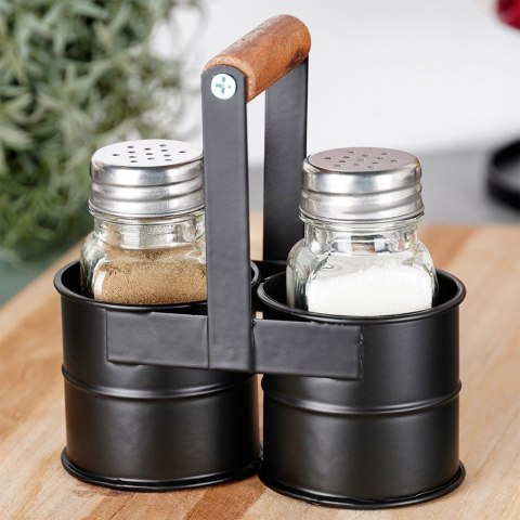 ZESTAW DO SOLI I PIEPRZU 3-ELE SOLNICZKA + PIEPRZNICZKA ZE STOJAKIEM VILDE 229153