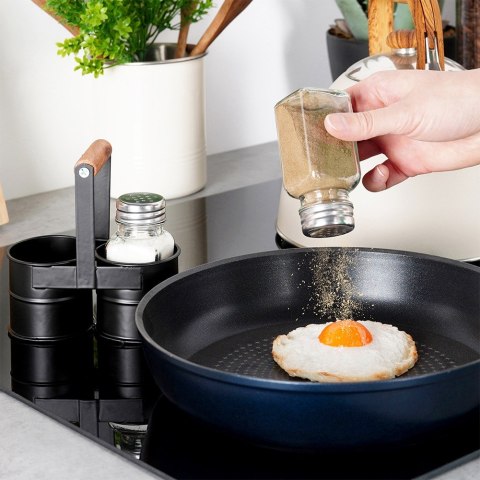 ZESTAW DO SOLI I PIEPRZU 3-ELE SOLNICZKA + PIEPRZNICZKA ZE STOJAKIEM VILDE 229153