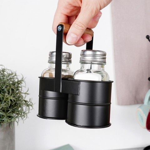 ZESTAW DO SOLI I PIEPRZU 3-ELE SOLNICZKA + PIEPRZNICZKA ZE STOJAKIEM VILDE 229153