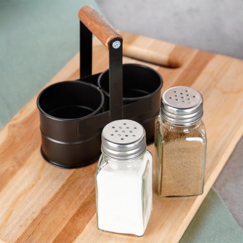 ZESTAW DO SOLI I PIEPRZU 3-ELE SOLNICZKA + PIEPRZNICZKA ZE STOJAKIEM VILDE 229153