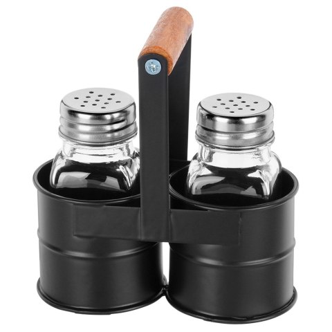 ZESTAW DO SOLI I PIEPRZU 3-ELE SOLNICZKA + PIEPRZNICZKA ZE STOJAKIEM VILDE 229153