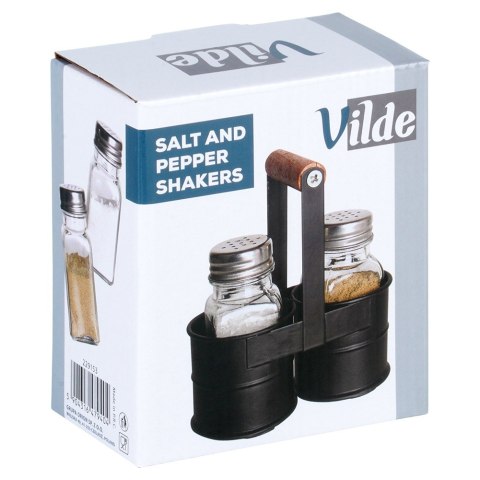 ZESTAW DO SOLI I PIEPRZU 3-ELE SOLNICZKA + PIEPRZNICZKA ZE STOJAKIEM VILDE 229153