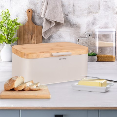CHLEBAK Z DREWNIANĄ POKRYWĄ POJEMNIK NA PIECZYWO KINGHOFF KH-1928