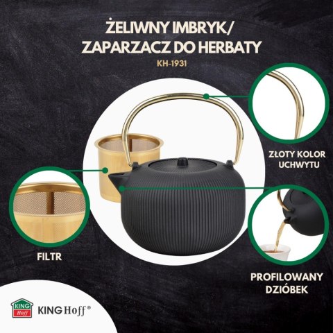 CZAJNICZEK ŻELIWNY ZAPARZACZ DO HERBATY KAWY 1.0L KINGHOFF KH-1931
