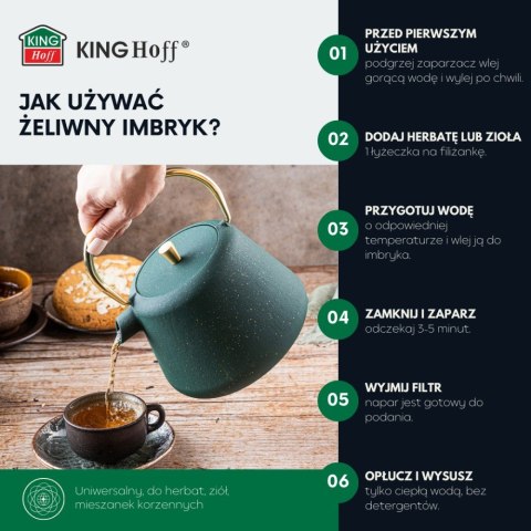 CZAJNICZEK ŻELIWNY ZAPARZACZ DO HERBATY KAWY 1.0L KINGHOFF KH-1933