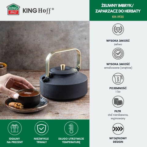 CZAJNICZEK ŻELIWNY ZAPARZACZ DO HERBATY KAWY 1.0L KINGHOFF KH-1935