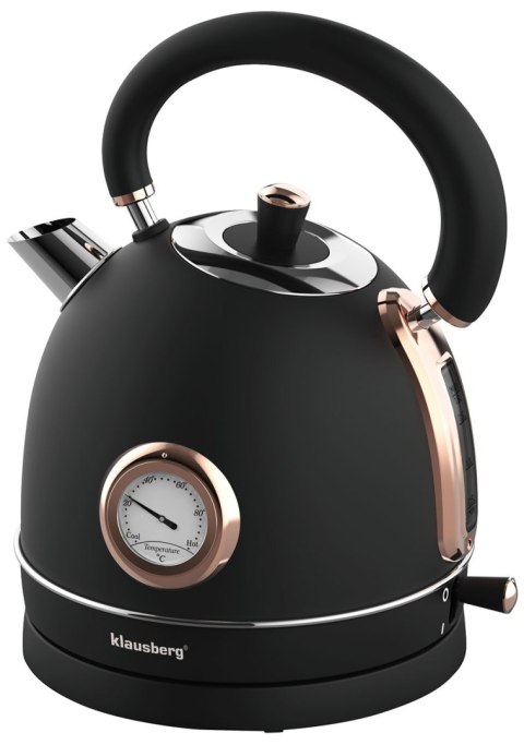 CZAJNIK ELEKTRYCZNY Z TERMOMETREM STAL NIERDZEWNA 1.8L 2200W KLAUSBERG KB-7905 CZARNY/ROSE GOLD