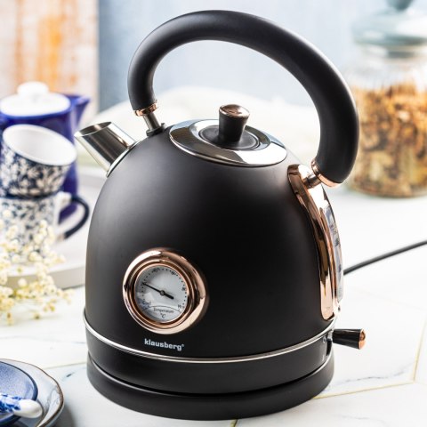 CZAJNIK ELEKTRYCZNY Z TERMOMETREM STAL NIERDZEWNA 1.8L 2200W KLAUSBERG KB-7905 CZARNY/ROSE GOLD