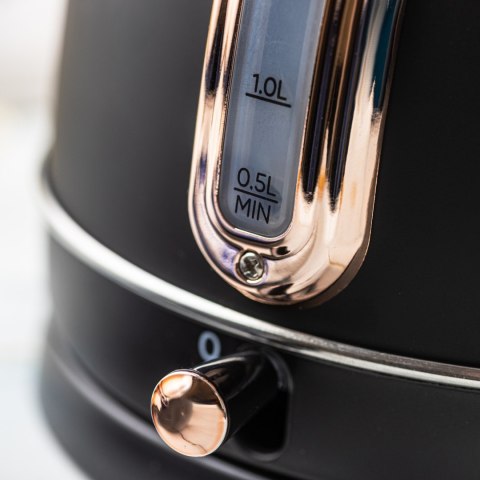 CZAJNIK ELEKTRYCZNY Z TERMOMETREM STAL NIERDZEWNA 1.8L 2200W KLAUSBERG KB-7905 CZARNY/ROSE GOLD