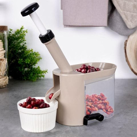 DRYLOWNICA DO WIŚNI CZEREŚNI OLIWEK Z PRZYSSAWKĄ POJEMNIKIEM MISTY 20X10X22 CM NAVA 10-186-009