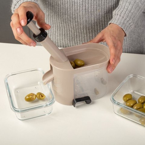 DRYLOWNICA DO WIŚNI CZEREŚNI OLIWEK Z PRZYSSAWKĄ POJEMNIKIEM MISTY 20X10X22 CM NAVA 10-186-009