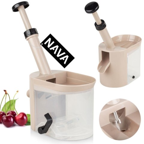 DRYLOWNICA DO WIŚNI CZEREŚNI OLIWEK Z PRZYSSAWKĄ POJEMNIKIEM MISTY 20X10X22 CM NAVA 10-186-009