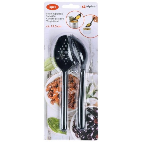 ŁYŻKA CEDZAKOWA KUCHENNA 17.5CM ZESTAW ŁYŻEK PRZYBORÓW 3-ELE ALPINA 259262