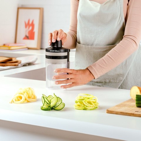 SZATKOWNICA DO WARZYW OWOCÓW Z POJEMNIKIEM SPIRALNA 3W1 MISTY 20CM NAVA 10-170-007