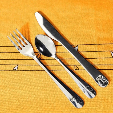 SZTUĆCE DLA DZIECI DZIECKA WIDELEC NÓŻ ŁYŻECZKA 3-ELE STALOWE PELIKAN KIDS COLLECTION 139184-P