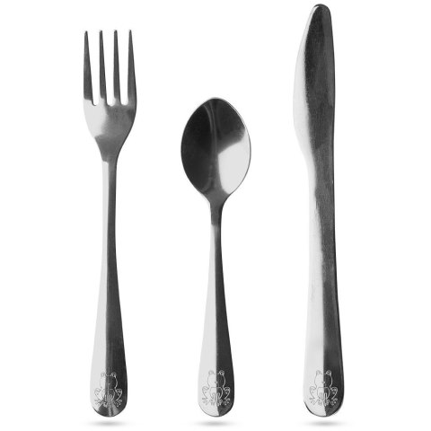 SZTUĆCE DLA DZIECI DZIECKA WIDELEC NÓŻ ŁYŻECZKA 3-ELE STALOWE ŻABKA KIDS COLLECTION 139184-Z