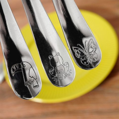 SZTUĆCE DLA DZIECI DZIECKA WIDELEC NÓŻ ŁYŻECZKA 3-ELE STALOWE ŻABKA KIDS COLLECTION 139184-Z