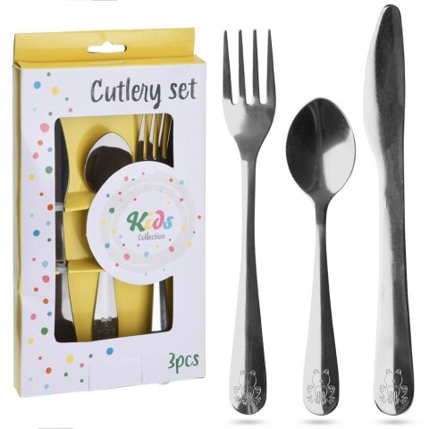 SZTUĆCE DLA DZIECI DZIECKA WIDELEC NÓŻ ŁYŻECZKA 3-ELE STALOWE ŻABKA KIDS COLLECTION 139184-Z