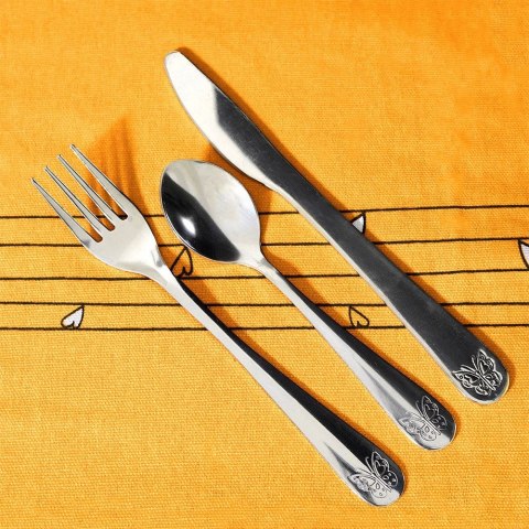 SZTUĆCE DLA DZIECI DZIECKA WIDELEC NÓŻ ŁYŻECZKA 3-ELE STALOWE ŻABKA KIDS COLLECTION 139184-Z