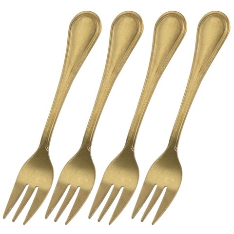 WIDELCZYKI DESEROWE DO CIASTA PRZEKĄSEK STALOWE ZŁOTE 4-ELE EXCELLENT HOUSEWARE 142362