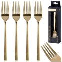 WIDELCZYKI DESEROWE DO CIASTA PRZEKĄSEK STALOWE ZŁOTE 4-ELE SATYNA EXCELLENT HOUSEWARE 139768