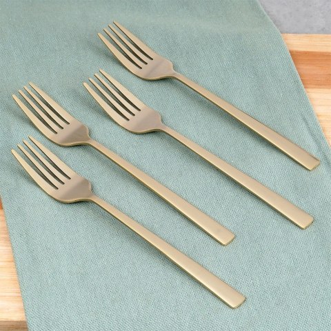 WIDELCZYKI DESEROWE DO CIASTA PRZEKĄSEK STALOWE ZŁOTE 4-ELE SATYNA EXCELLENT HOUSEWARE 139768