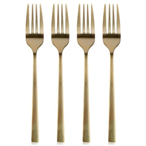WIDELCZYKI DESEROWE DO CIASTA PRZEKĄSEK STALOWE ZŁOTE 4-ELE SATYNA EXCELLENT HOUSEWARE 139768