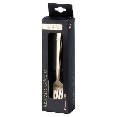WIDELCZYKI DESEROWE DO CIASTA PRZEKĄSEK STALOWE ZŁOTE 4-ELE SATYNA EXCELLENT HOUSEWARE 139768