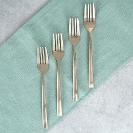 WIDELCZYKI DESEROWE DO CIASTA PRZEKĄSEK STALOWE ZŁOTE 4-ELE SATYNOWE EXCELLENT HOUSEWARE 139745