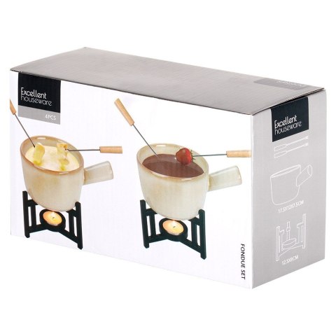 ZESTAW DO FONDUE PORCELANOWY KUBEK 450 ML 4 ELEMENTY EXCELLENT HOUSEWARE 259693