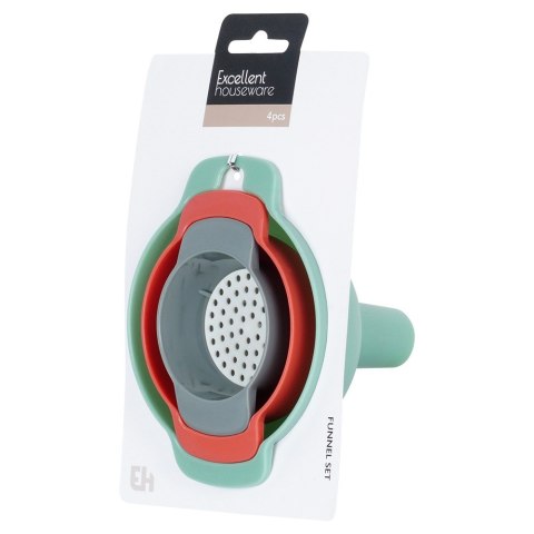 ZESTAW LEJKÓW KUCHENNYCH Z SITKIEM 10/8/6 CM 4-ELE LEJEK SITKO EXCELLENT HOUSEWARE 259731