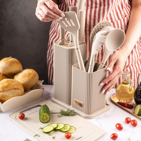 ZESTAW NOŻY KUCHENNYCH W BLOKU Z PRZYBORAMI KUCHENNYMI I DESKĄ DO KROJENIA 12-ELE KLAUSBERG KB-7935