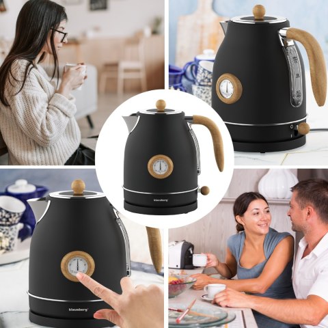 CZAJNIK ELEKTRYCZNY Z TERMOMETREM STAL NIERDZEWNA 1.7L 2200W KLAUSBERG KB-7907 CZARNY