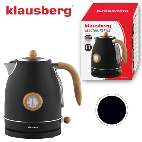 CZAJNIK ELEKTRYCZNY Z TERMOMETREM STAL NIERDZEWNA 1.7L 2200W KLAUSBERG KB-7907 CZARNY