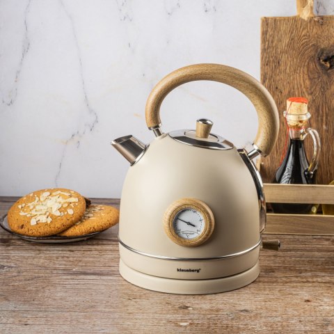 CZAJNIK ELEKTRYCZNY Z TERMOMETREM STAL NIERDZEWNA 1.8L 2200W KLAUSBERG KB-7905 BEŻOWY