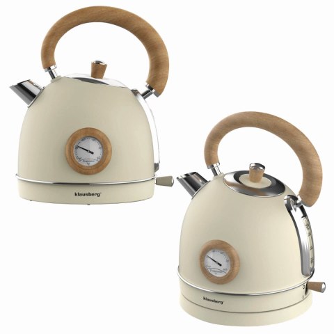 CZAJNIK ELEKTRYCZNY Z TERMOMETREM STAL NIERDZEWNA 1.8L 2200W KLAUSBERG KB-7905 BEŻOWY