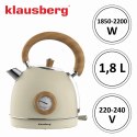 CZAJNIK ELEKTRYCZNY Z TERMOMETREM STAL NIERDZEWNA 1.8L 2200W KLAUSBERG KB-7905 BEŻOWY