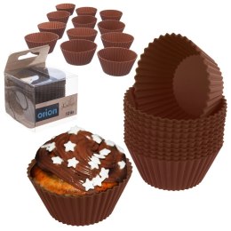 FOREMKI DO MUFFINEK NA BABECZKI MUFFINKI PAPILOTKI SILIKONOWE BRĄZOWE 12 SZTUK 5.5CM ORION 151757