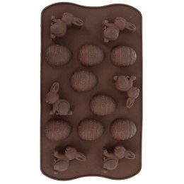 FORMA DO PIECZENIA CIASTEK I PRALIN PRALINEK SILIKONOWA BRĄZOWA JAJKA SILLINIE ORION 151748