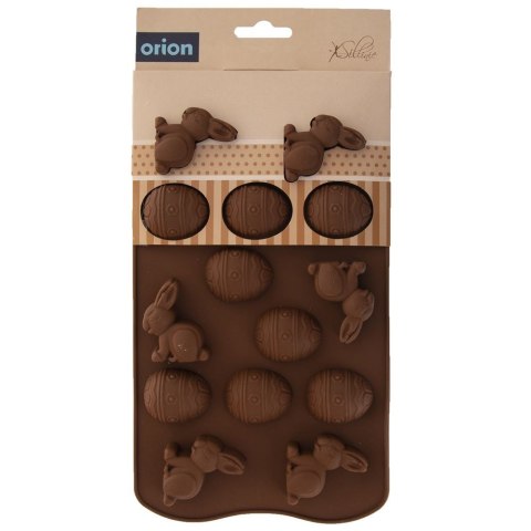 FORMA DO PIECZENIA CIASTEK I PRALIN PRALINEK SILIKONOWA BRĄZOWA JAJKA SILLINIE ORION 151748
