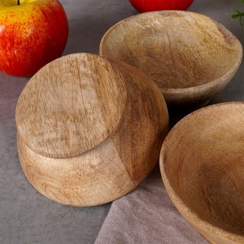 ZESTAW MISEK DREWNIANYCH DO SERWOWANIA 3 SZTUKI 11CM 140ML HOME STYLING COLLECTION 259649